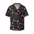 thumbnail image 2 of Lsque Colorful Palms print Men's Cuban Collar Short Sleeve Shirt Summer Beachwear Casual Button Down Fashionable Vacation Leisure Shirt-3X-Large, 2 of 7