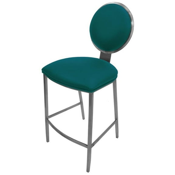 Tobias Designs 26" Contemporary Stainless Steel Counter Bar Stool in Teal Blue
