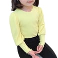 thumbnail image 7 of Skymirror Baby Girls Puff Long Sleeve Sweaters Tops Shirts Spring Summer Ribbed Knit Crewneck T Shirt Tops Tee Blouse, 7 of 7