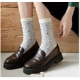 thumbnail image 4 of CoCozhu 5 Pairs Charming Vintage Embroidered Floral Crew Socks for Women - Combed Cotton Elegance Size5-8, 4 of 5
