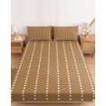 thumbnail image 2 of King Size Fitted Sheet Set - Geometric Stripes Brown 3 Piece Bedding Sets 16" Deep Pocket Fitted Sheet with 2 Pillowcases, Polka Dots Abstract Farmhouse Brushed Microfiber Hotel Luxury Bed Sheets, 2 of 9
