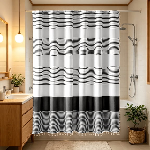 Waterproof Mildew-Proof Shower Curtain, Dry Wet Separation Bathroom Curtain, Thick Fabric Toilet Liner, 36.2x72 Inches