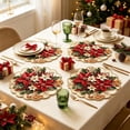 thumbnail image 4 of 4 Pack Christmas Themed Round Placemats,Washable Heat Resistant Table Mats, Holiday Dinner Party Table Decor, 4 of 6