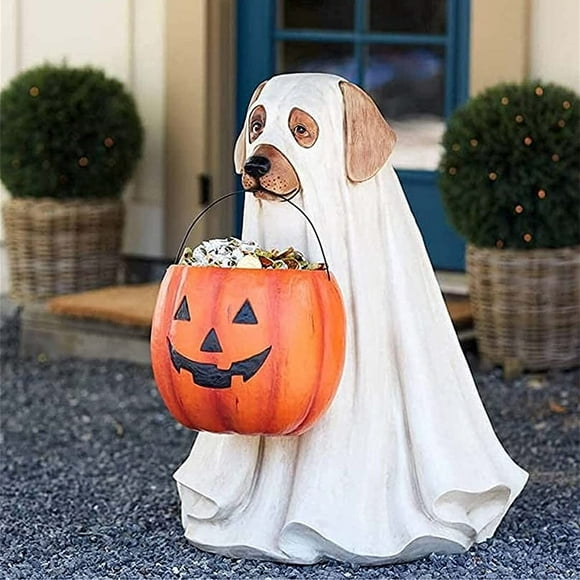 Ghost Dog Candy Bowl Holder, Halloween Dog Candy Bowl, Halloween Dog Candy Holder, Outdoor Halloween Candy Bowl, Halloween Candy Bowl Large Pumpkin Candy Dish-Dog