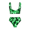 thumbnail image 2 of Honeii Green Tie Dye Print Women’s Bikini Set,Two Piece Swimsuit Bathing Suits,Stylish High Elasticity Swimwear for Beach and Pool, 2 of 7
