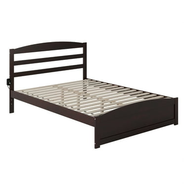 Warren, Solid Wood Platform Bed with Footboard, Queen, Espresso