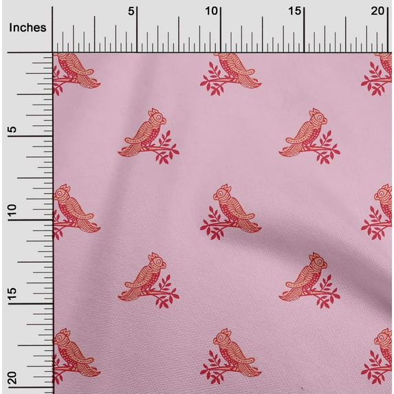 oneOone Cotton Poplin Fabric Bird Block Printed Craft Fabric BTY 42 Inch Wide