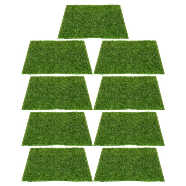 OULII 9 Pcs Tapis de Pelouse Artificiel Découpable Vert PVC pour Décoration de Table de Sable