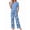Blue-Floral, variant on Weekease Two Piece Pajama Sets for Women Crew Neck Short Sleeve Tops and Printed Pant Casual Sleepwear