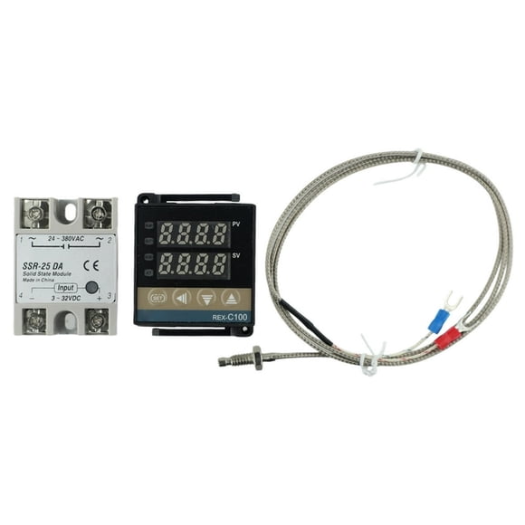 MesaSe REX-C100 Intelligent TemperatureController SSR 25DA K Thermocouple Heat Sink Kit