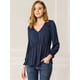 thumbnail image 2 of Blusa Top Allegra K Cuello En V Manga Larga Volantes Azul Marino XS, 2 of 6
