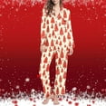 thumbnail image 4 of Lorytime Pajamas for Women Set Winter Christmas Tree Long Sleeved Collared Tops Elastic Waist Pants Holiday Sleepwear, 4 of 7
