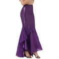thumbnail image 6 of Aiihoo Women's Fish Tail Skirt Shiny Sequin Maxi Skirt Asymmetric Long Maxi Skirt Purple L, 6 of 6