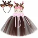thumbnail image 3 of Disfraz de ciervo para niñas, vestido de Navidad, disfraz de astas, flores, reno, alce, tutú, vestido de fiesta de Halloween para niños pequeños, 3 of 5
