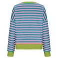 thumbnail image 4 of Womens Crew Neck Sweatshirts Trendy Color Blocked Casual Loose Pullover Top Strip Long Sleeve Shirt Women Fall (Green L), 4 of 6