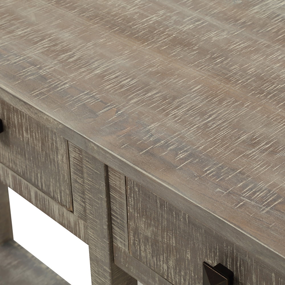 Kepooman Rustic Console Table, Brushed Texture Sofa Side Table with Drawers and Bottom Shelf, Entryway Console Cabinet for Living Room Kepooman Rustic Console Table, Brushed Texture Sofa Side Table with Drawers and Bottom Shelf, Entryway Console Cabinet for Living Room