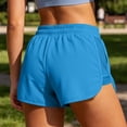 thumbnail image 6 of Cagogo Women Plus Size Elastic Waist Shorts with Pockets Quick Dry Sporty Running Yoga Workout Lounge Casual Athletic Bottoms, Blue M, 6 of 7