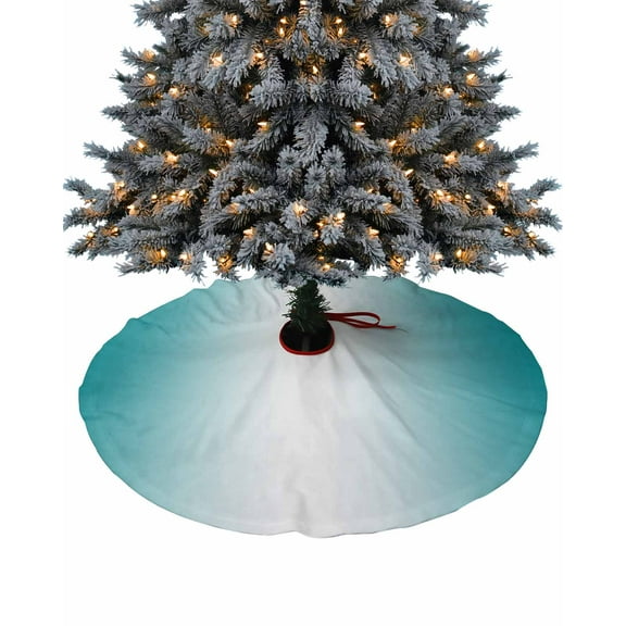 Teal Ombre Christmas Tree Skirt 36 Inches Large Christmas Skirt Tree, Teal Green White Gradient Abstract Modern Minimalism Art Tree Skirt Christmas Decorations for Fireplace Party Indoor Outdoor