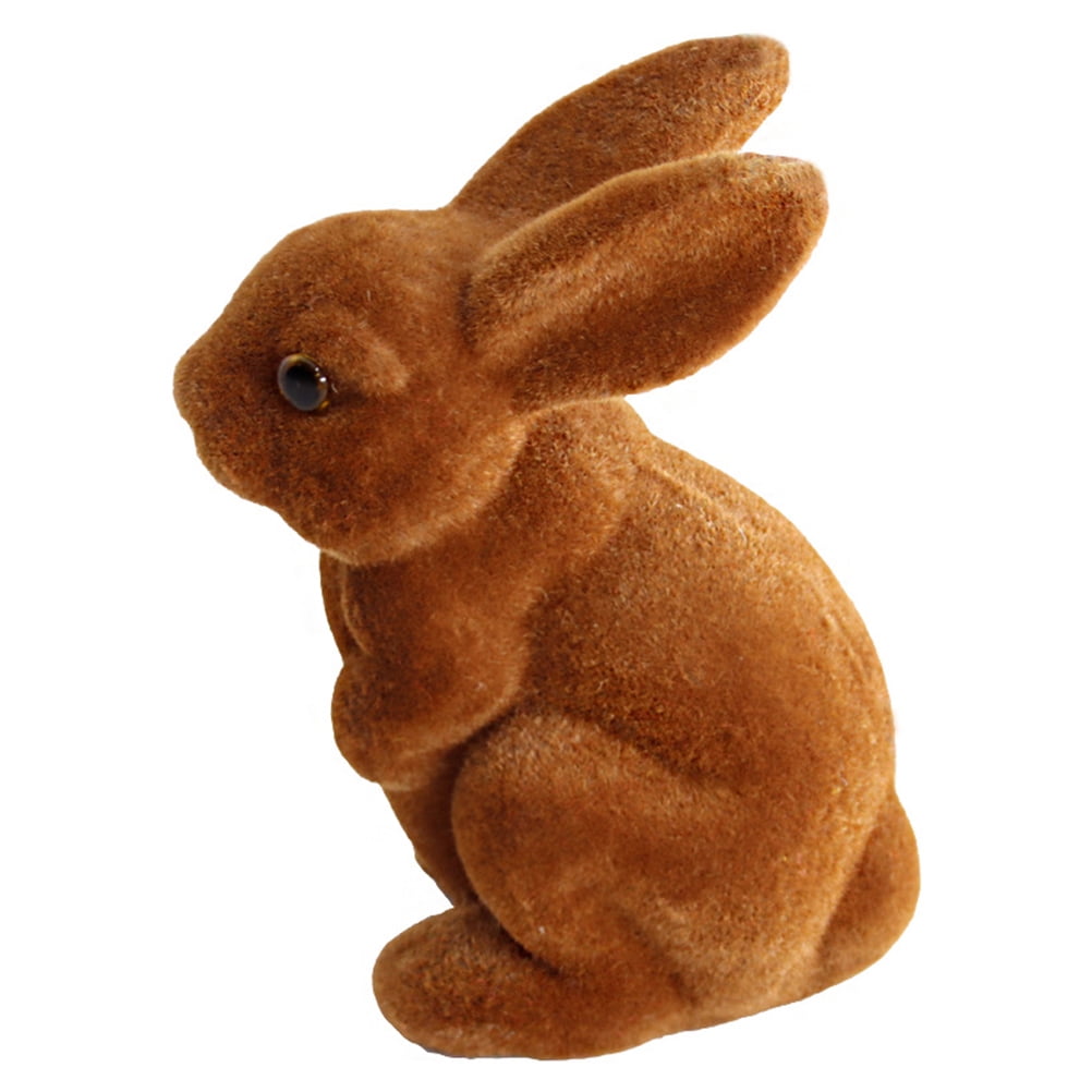 1 Pc Easter Resin Flocked Rabbit Adornment Simulated Handmade Rabbit ...