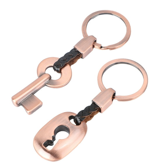 2 Pcs Bronze Anniversary Gifts Unique Keychain Lock