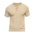 thumbnail image 7 of BRGZLK Mens Quarter Knit Henley Shirts Short Sleeve Slim Fit Henley Tops Casual Business Button Fitness Solid Color Summer Muscle Gym Athletic Tee Shirt, 7 of 7