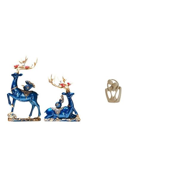 Estatua de ciervo esculpido,Escultura de ciervo de resina para sala de estar,Estatua abstracta,Estatua abstracta,decoración para el hogar,escultura de pareja,Decoraciones de figuras abstractas
