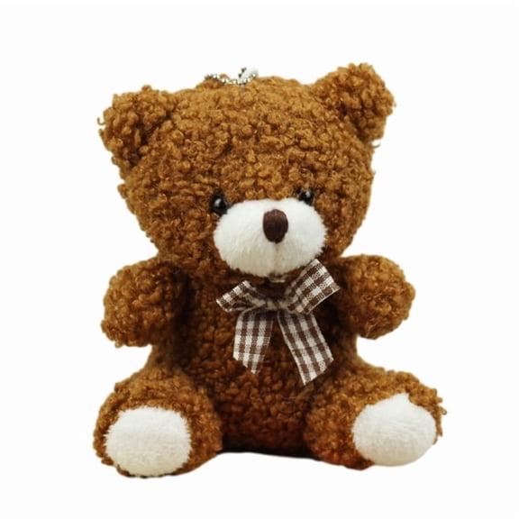 Plush Bow Bear Keychain Cartoon Animal Pendant Keyring Fashionable Couples Key Rings Jewelry for Backpacks and Phones