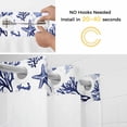 thumbnail image 2 of No Hook Shower Curtains with Snap-in Liner Set, Navy Blue Coastal Waterproof Hotel Style Bathroom Shower Curtain, Coral Starfish Seaside Summer Beach Breathable Mesh Top Bath Curtains 66''x72'', 2 of 9