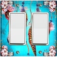 thumbnail image 1 of Metal Light Switch Plate Cover Beaded Feather Flower Strings Teal DRM013, 1 of 14
