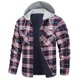 thumbnail image 1 of Chaqueta con capucha para hombre, camisa de franela a cuadros gruesos, abrigo de algodón de invierno de manga larga con forro acolchado y bolsillos, 1 of 2