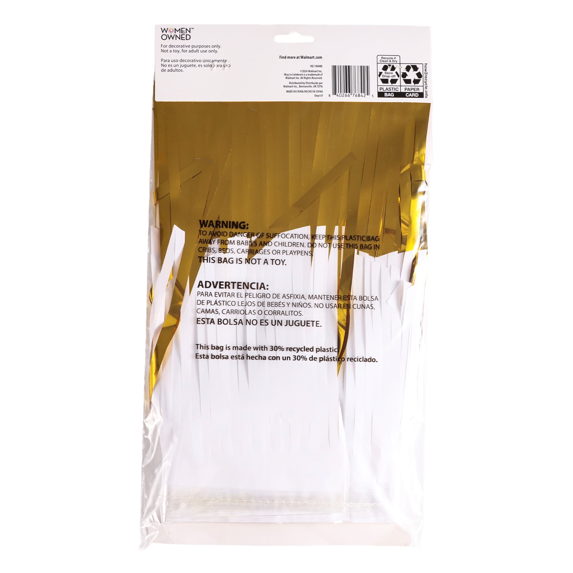2 Count, Gold: 9.1 FT (2.8 M), White: 13.1 FT (4 M), Gold/White Foil Fringe, Banners, by Way To Celebrate