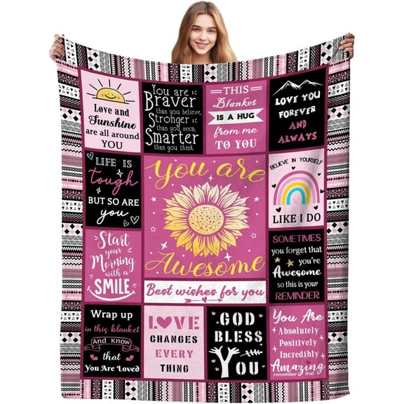 Christian Blanket Inspirational Thoughts Throw Blanket Bible Verse Prayers Get Well Soon Blankets Soft Lightweight Flannel Blanket 40"x50"