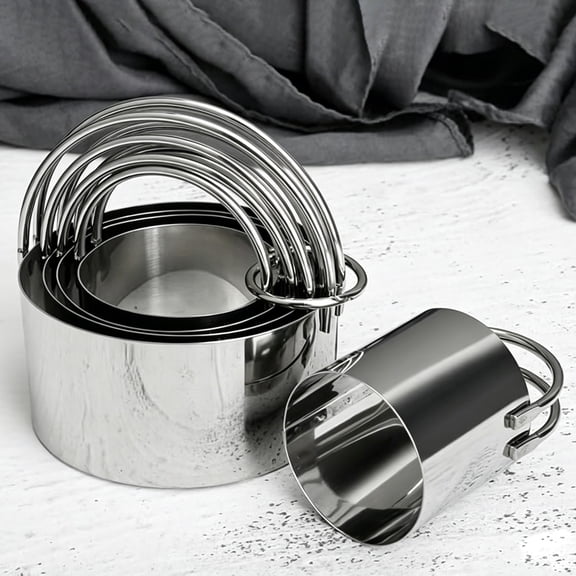 SUSWIM Biscuit Cutter Set (5 Pieces/Set), Round Cookies Cutter with Handle, Professional Baking Dough Tools