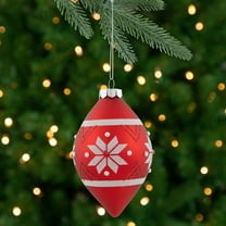 Northlight 5.25" Glittered Red and White Snowflake Glass Finial Christmas Ornament