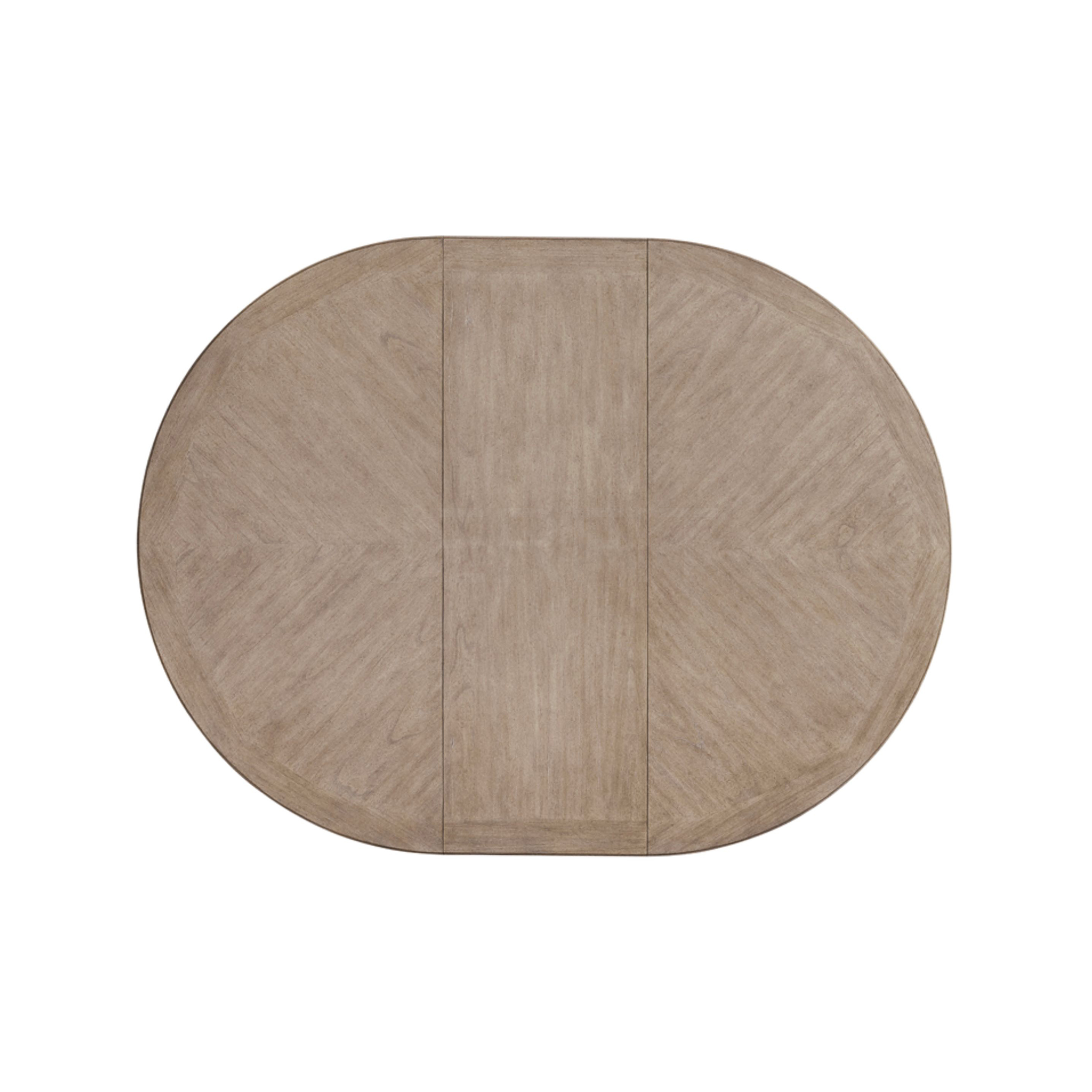 JERFIT Expandable Round Dining Table for 6, Sand Finish, Solid Wood Pedestal Base, Space Saving Extendable Design