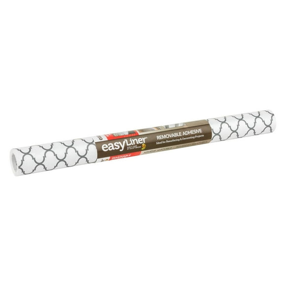 EasyLiner Contact Paper Removeable Adhesive Shelf Liner, Gray Quatrefoil, 20 in. x 20 ft., 20in x 20ft,