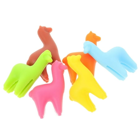 

IBASETOY 6Pcs Glass Identifiers For Drinks Wine Glass Markers Silicone Alpaca Shape For Party Adults