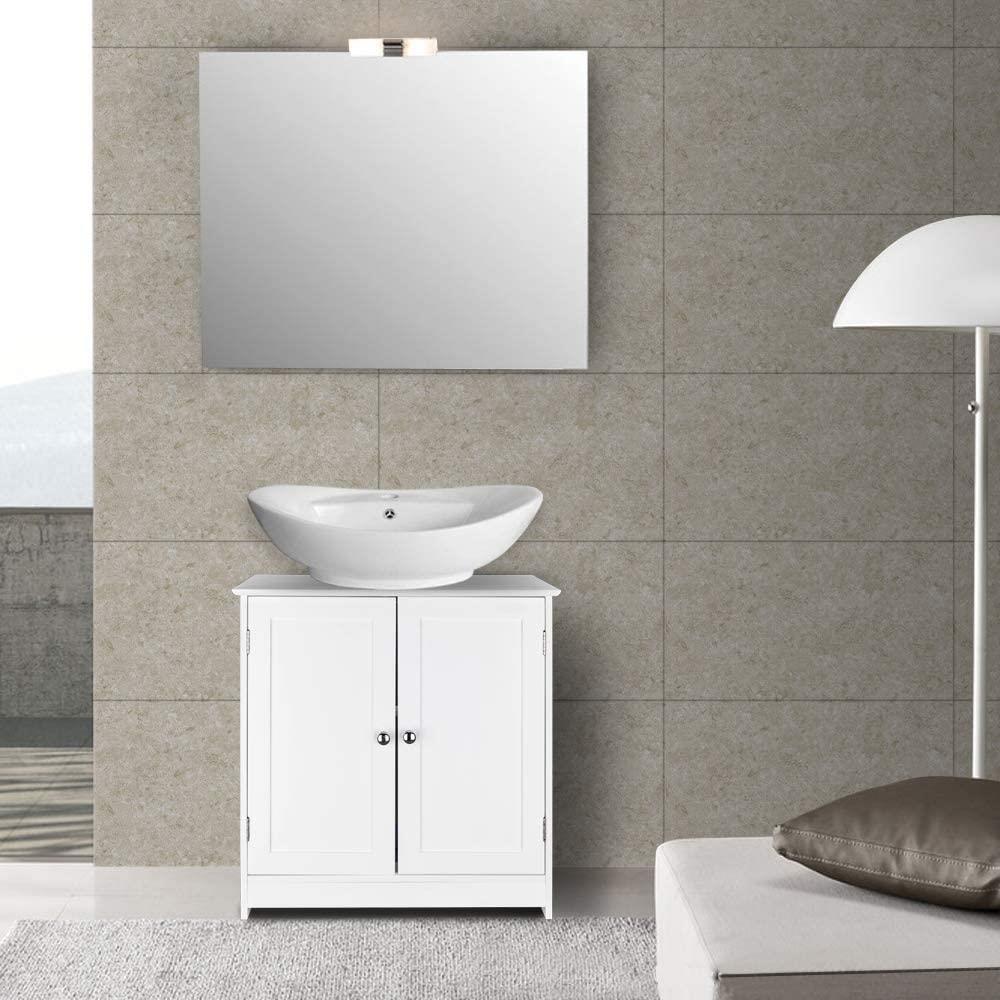 GoDecor 2-Door Under Sink Bathroom Vanity Cabinet Space Saver with Adjustable Shelves,White(Pedestal Sink) - image 2 of 18