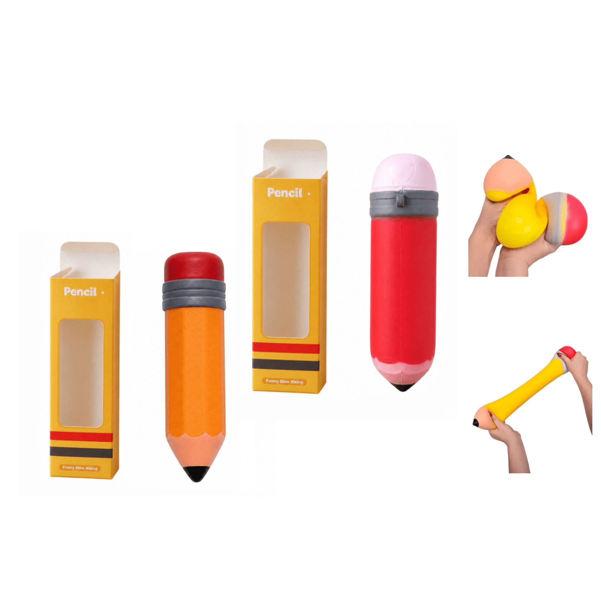 Pencil Squeeze Toy Slow Rising Oversized Fidget Toy Novelty Desktop Ornament Ideal Gag Gift For Adults Great For Office And Study Daily Pressure Release Red&Orange
