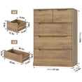 thumbnail image 2 of Homfa Dresser for Bedroom, Wood Storage Chest of 5 Drawers with Cutout Handles for Living Room, Rustic Brown, 2 of 7