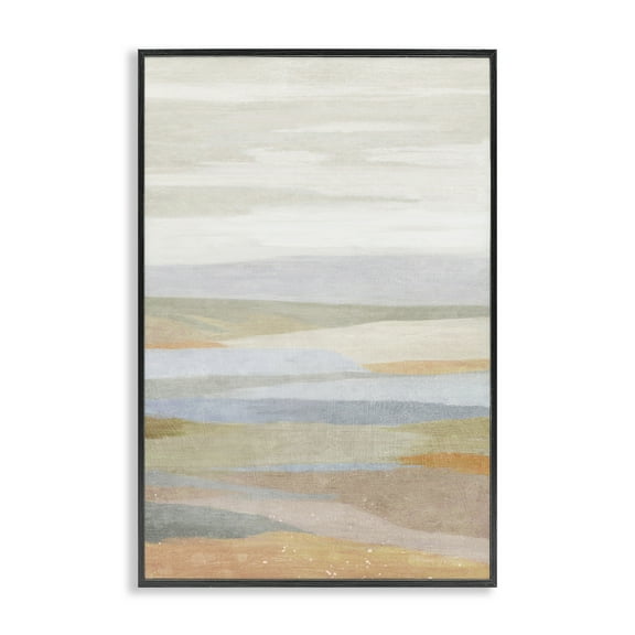 Stupell Industries Neutral Beach Dunes Coastal Painting Black Framed Art Print Wall Art, 12 x 18