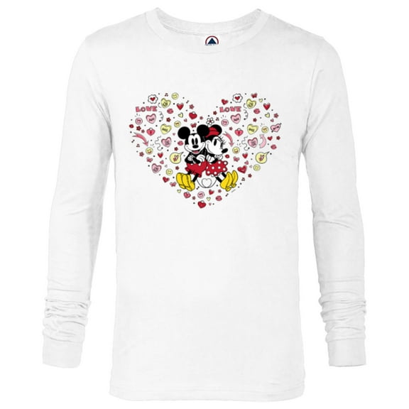 Disney Mickey & Minnie Heart of Love Valentine’s Day Retro - Long Sleeve T-Shirt for Men - Customized-White