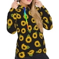 thumbnail image 5 of Yiaed Sunflowers Print Womens Casual Hoodies Crew Neck Long Sleeve Sweatshirts With Pocket Pullover Tops Women's Hooded Sweatshirt-Small, 5 of 5