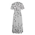 thumbnail image 5 of LWavelet Women's Plus Size Bohemian Patchwork Maxi Dress Short Sleeve Tie Waist Casual Ethnic Dress with Pockets Blue 2XL, 5 of 7
