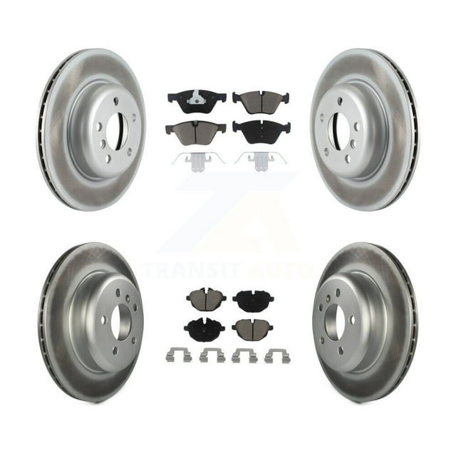 Transit Auto Front Rear Coated Disc Brake Rotors and Ceramic Pads Kit for Car BMW 528i xDrive Without Performance Brakes with 330mm Diameter Rotor KGC-101370