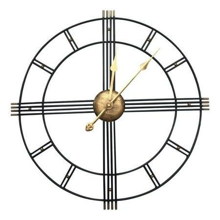 House of Avana Extra Large Metal Black Skeleton Roman Wall Clock