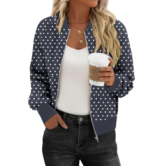 Women's Cropped Bomber Jacket Lightweight Casual Zip up Outerwear Long Sleeve Windbreaker with Pockets