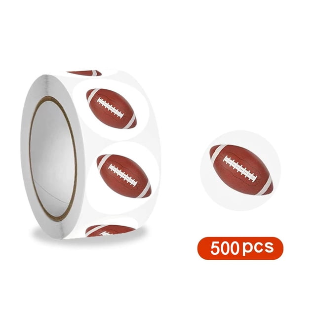 Weloille Sports Ball Pattern Sticker Roll, 1 Piece 500 Counts 1 Inch Round Labels, Self Adhesive Removable Decorative Decals, for Scrapbooking Journaling Envelope Gift Party Favor Marking
