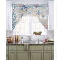 thumbnail image 2 of Coastal Starfish Kitchen Swag Valances for Windows, Blue Nautical Coral Seashell Wooden Swag Valances Curtains for Living Room, Rod Pocket Window Treatments for Bathroom, Bedroom, Cafe, 56"x36", 2 of 6