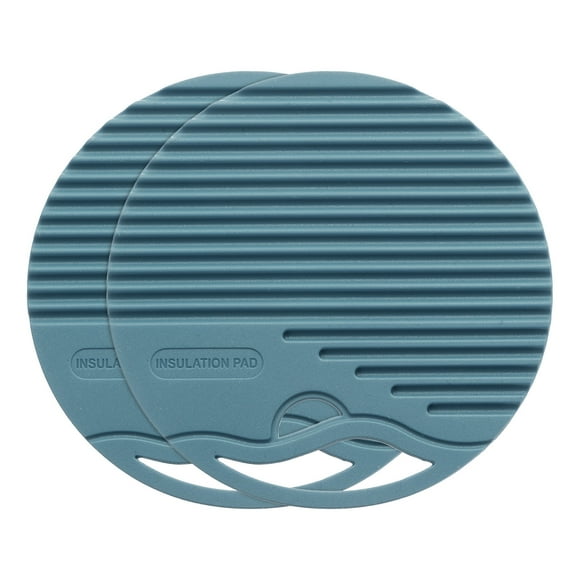 Uxcell 2 Pcs Mat de Silicona para Salvamanteles, Trivets Redondos de 4 Pulgadas para Ollas y Sartenes, Soportes de Trivet Resistentes al Calor para Ollas y Platos Calientes, Encimeras, Posavasos, Azul